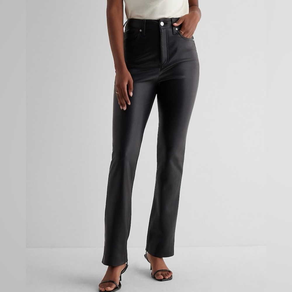 Express Super High Waisted Faux Leather 90’s Slim Pant